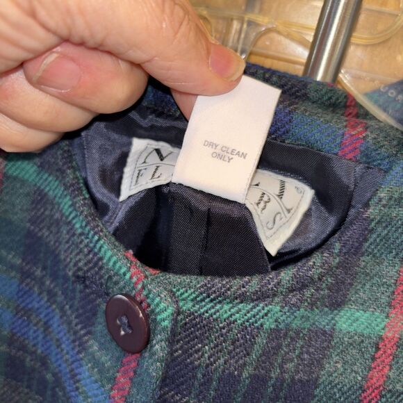Nell Flowers Two piece Wool Blend skirt Set 14 Vintage Women Lined Plaid - Picture 6 of 16